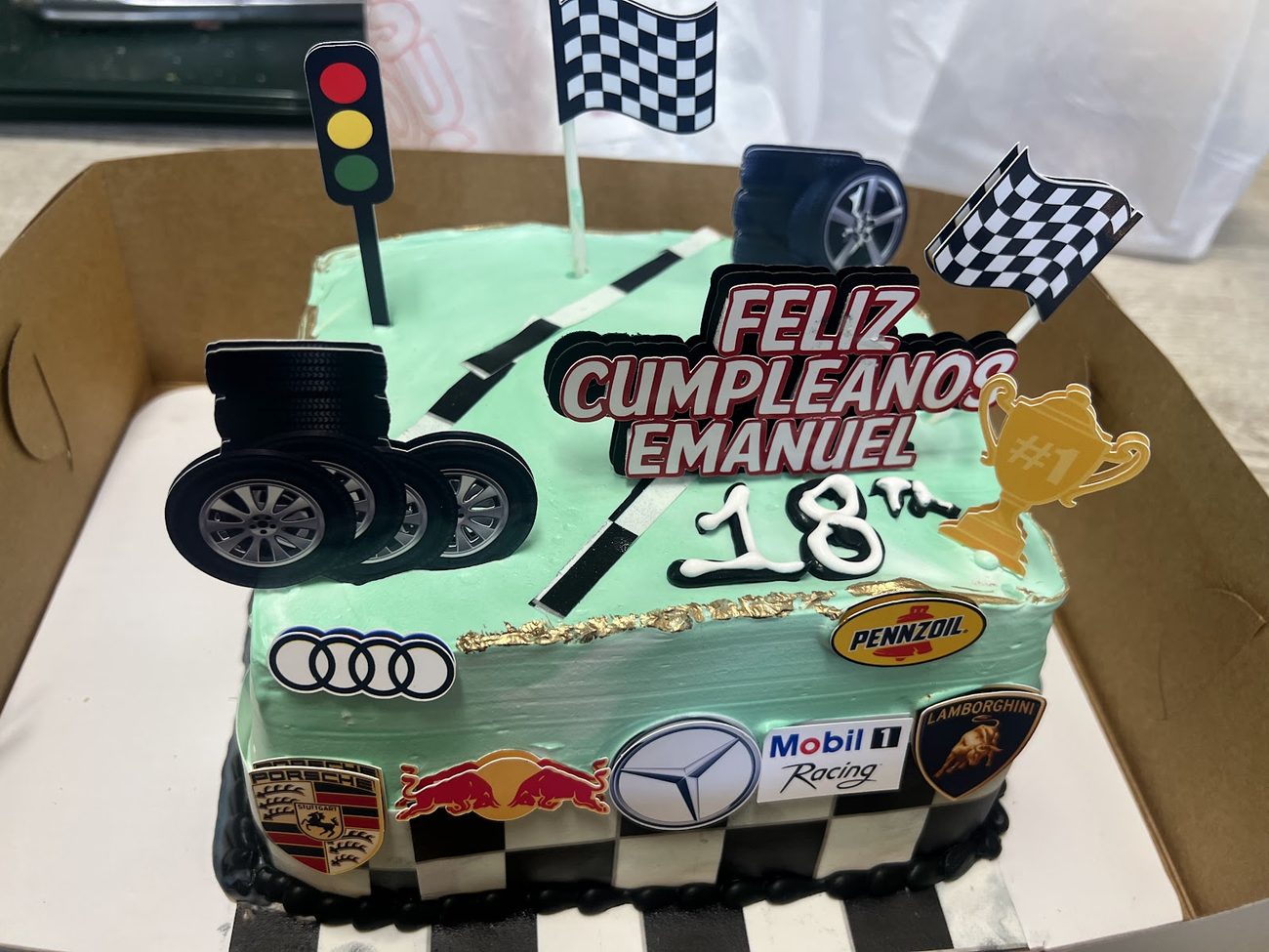 Custom celebration cake made at La Esperanza Bakery